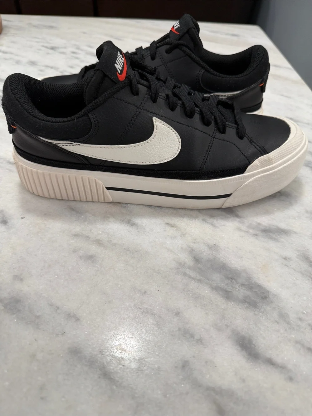 Nike Women's Black Casual Sneakers with White Swoosh